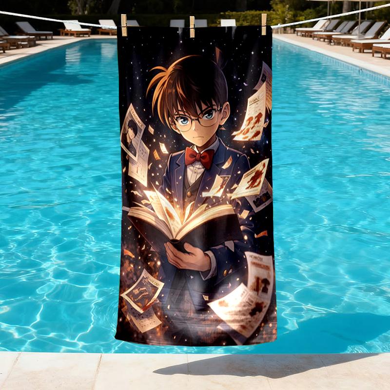 Detective Conan Print Beach Towel Design, Soft, Lightweight. for Home Bathroom, Spa, Pool, Yoga, Surfing, Camping, Gift for Family, Friend