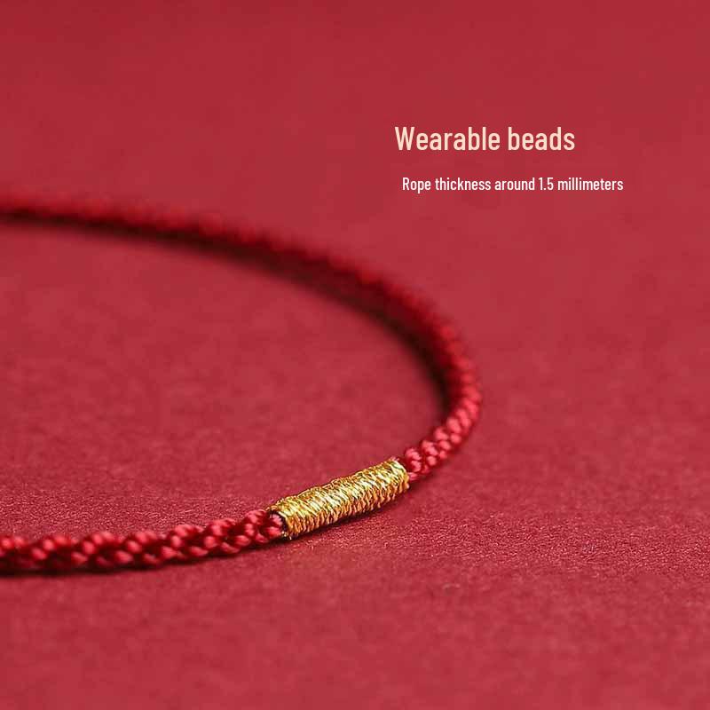 Handmade Unisex Red Rope Bracelet: Customizable with Beads, DIY Birth Year Anklet, Perfect Gift for Best Friends