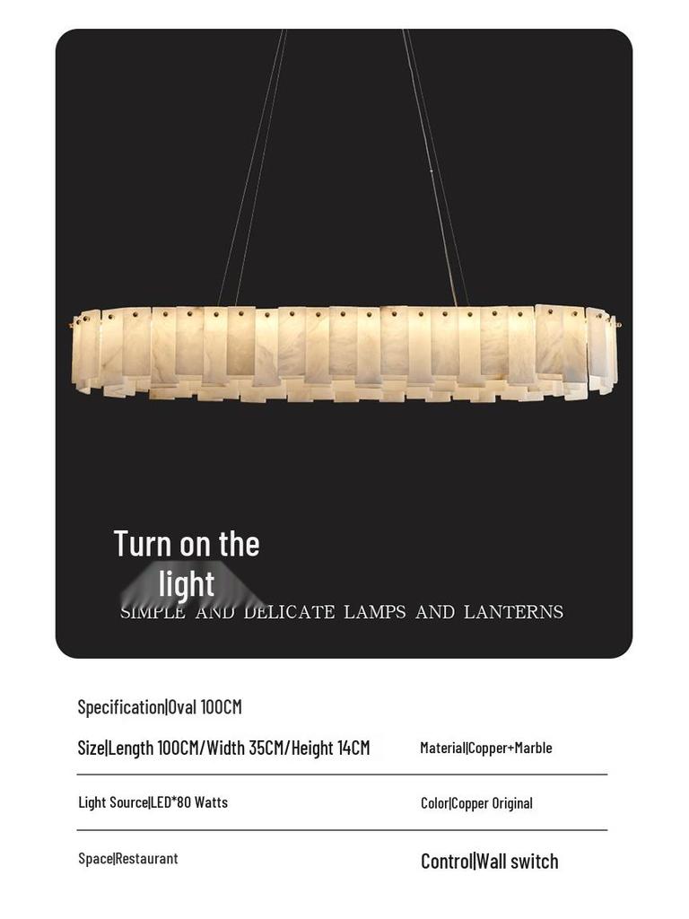 Elegant Spanish Marble Chandelier - All-Copper Luxury Lighting for Living Room, Restaurant, or Bedroom