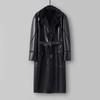 Men's Plus Size Fur-Lined Long Faux Leather Trench Coat