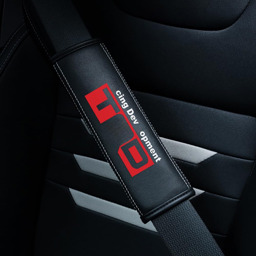 LUMIMAN TRD Emblem Seat Belt Covers, Seat Belt Pads, and Seat Belt Shoulders, Cowhide Leather, Set of 2 (TRD) [Parallel Import]