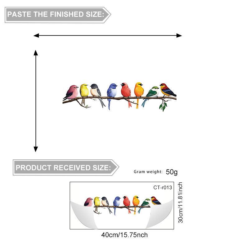 Cute Colorful Bird Static Cling Window Sticker Removable for Bedroom Living Room Glass Home Decor Art