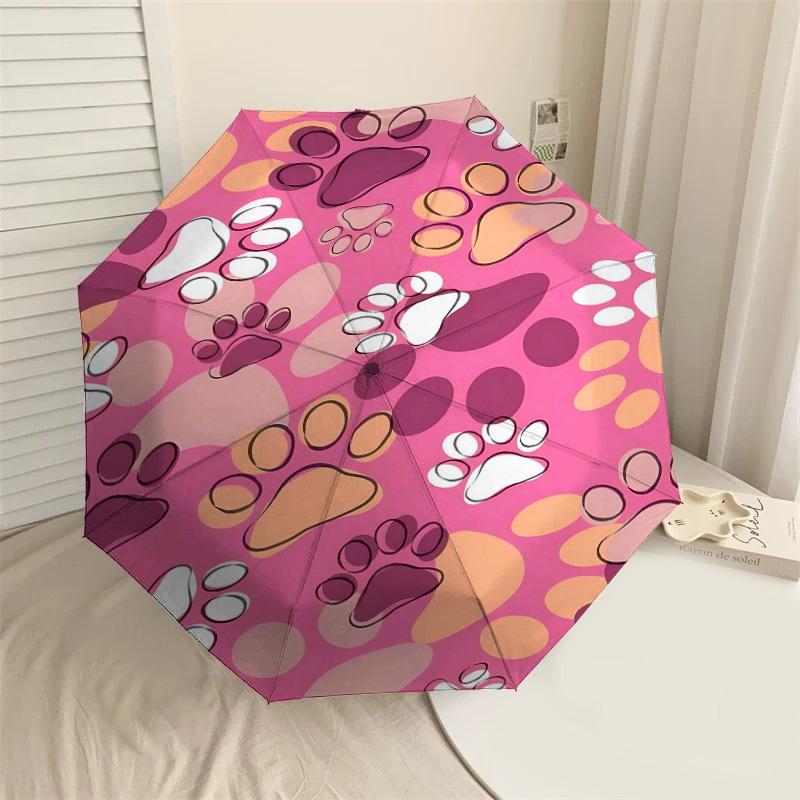 

1PC Paw prints Umbrella-8-Rib Reinforced Portable Folding Travel Suitable for All Seasons Outdoor Daily Use-G359