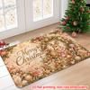 1pcs Christmas Welcome Door Mat Vintage Gold Winter Holiday NonSlip Entryway Rug For Home Decor