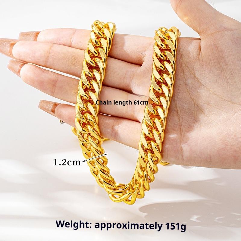 Vietnamese Sand Gold Necklace Imitation Gold Trend Interlocking Chain Luxury Domineering Gift Jewelry