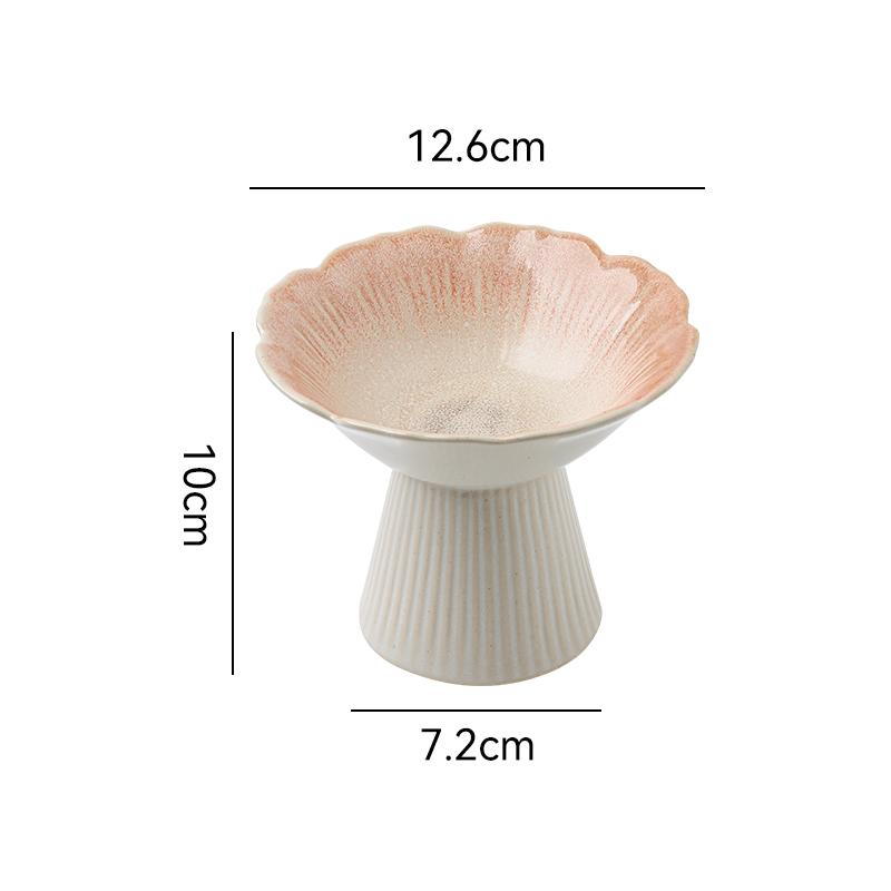 6 Inches Chinese Vintage Ceramic Goblet Creative Flower Shape Fruit Dessert Salad Nut Candy Storage Plate Home Kitchen Tableware