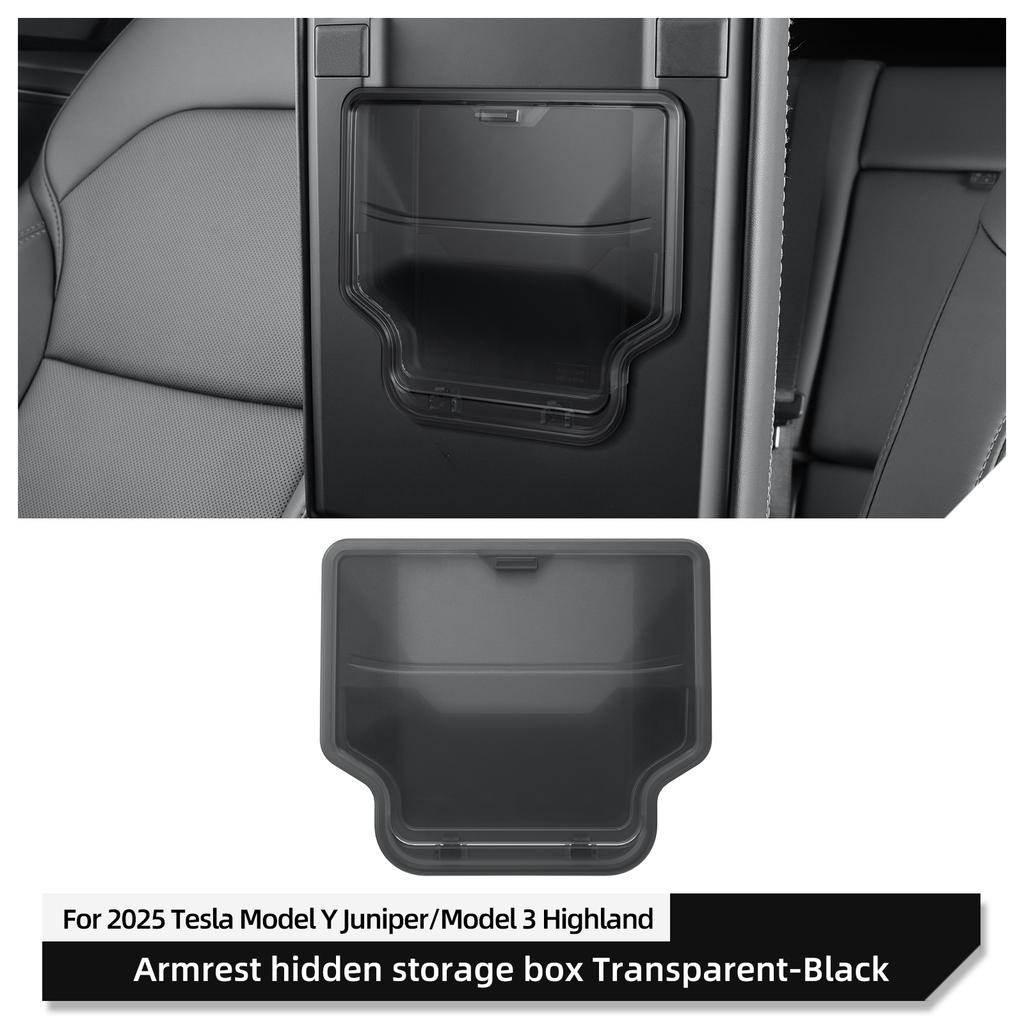 For Tesla Model Y Launch 2025 Juniper/Model 3 Highland Car Armrest Hidden Storage Box Organizer Accessories Tidying
