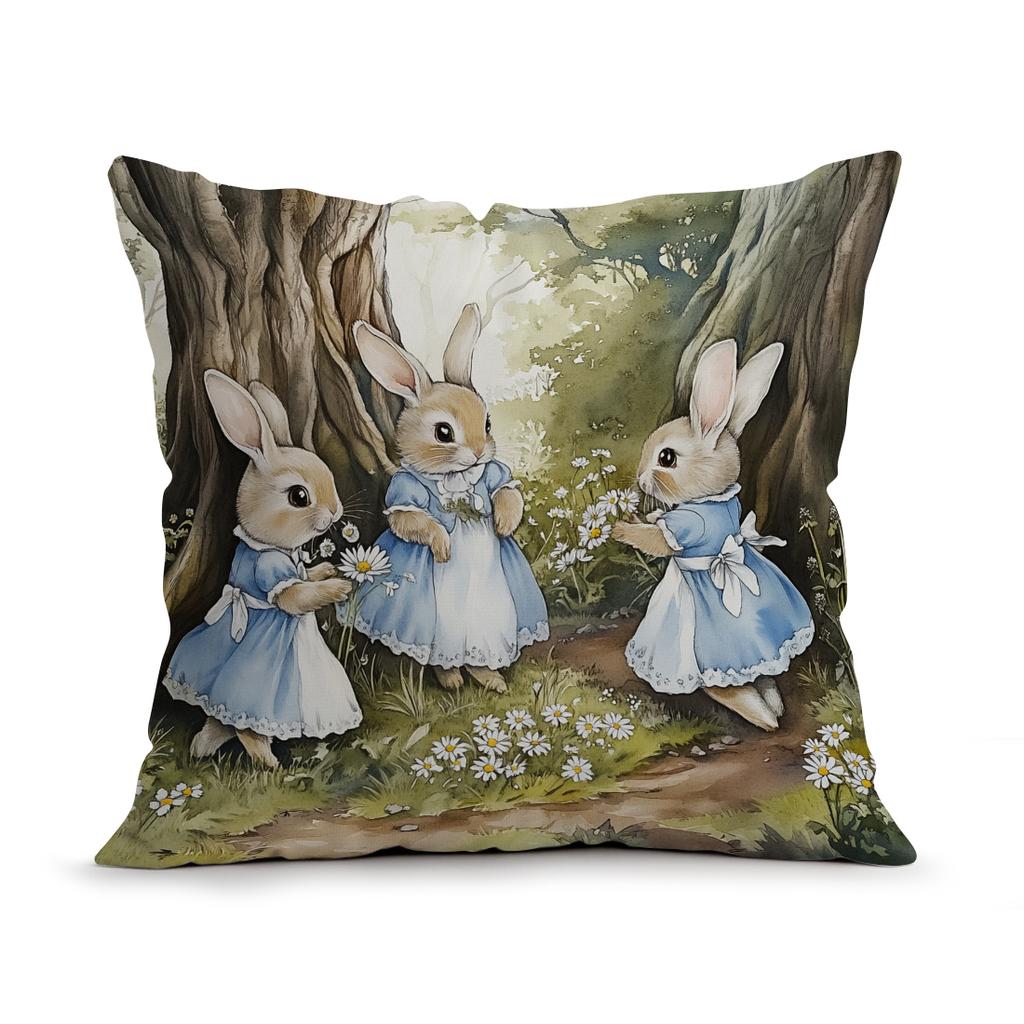 Easter Spring Bunny Cushions Pillowcase Polyester Cushion Cover Throw Pillow Pillowcover Home Car Sofa Decor