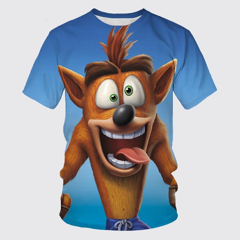 Crash Bandicoot - Children's 3D Printed T-shirt, Casual Sports Top, Cartoon Round Neck Short Sleeve Summer Fashion T-shirt