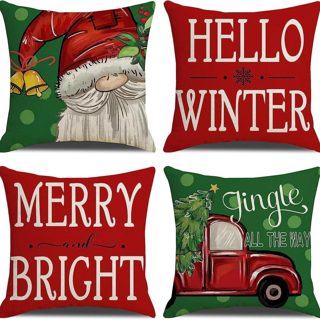 New Christmas Combination Pillowcase Christmas Hat Bell Dwarf Pillowcase Home Holiday Decoration Cushion Cover