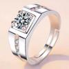 1/2Pcs Couple Rings Square Mens Open Ring Twisted Heart Womens Adjustable Silver Plated Shiny Zircon Rings For Valentines Gift