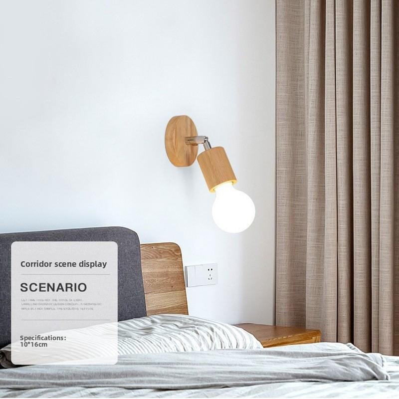 Modern Minimalist Wooden Wall Lamp With Led Bulb For Bedroom And Living Room Decor
