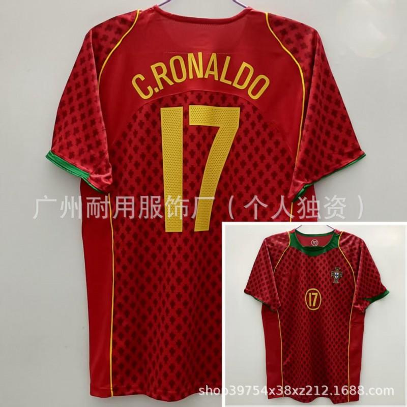 Retro Portugal Jerseys Commemorative Version No. 7 17 C Ronaldo Football Uniform Classic