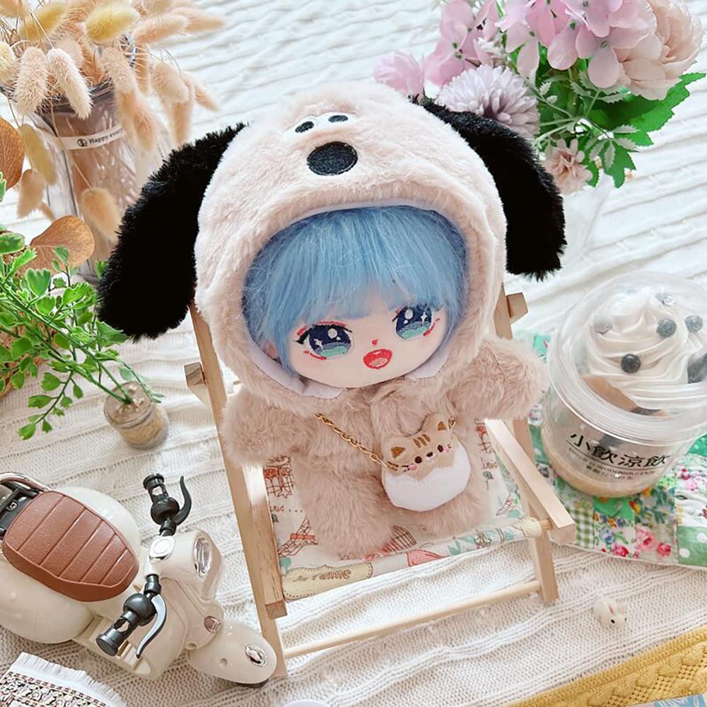 niannyyhouse 20cm Plush Clothes, Puppy Jumpsuit, Dress-Up Cotton Doll Clothes (Beige)