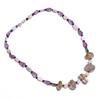 Natural Amethyst Rutile & Smoky Quartz Gemstone Smooth Beads Necklace 17" UB4392 UB-4392