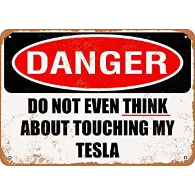Voss Collectables Tesla Auto Nur Reservierter Parkplatz Aluminiumschild mit Wetterfestem UV-Schutz 20x30cm（7.8x11.8inch）