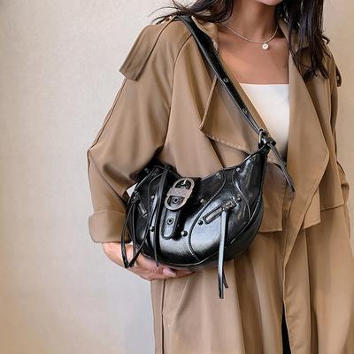 Borse da ascella da spalla stile biker colore unito Y2K borchie a tracolla hobo lusso designer borse e borsette femminili