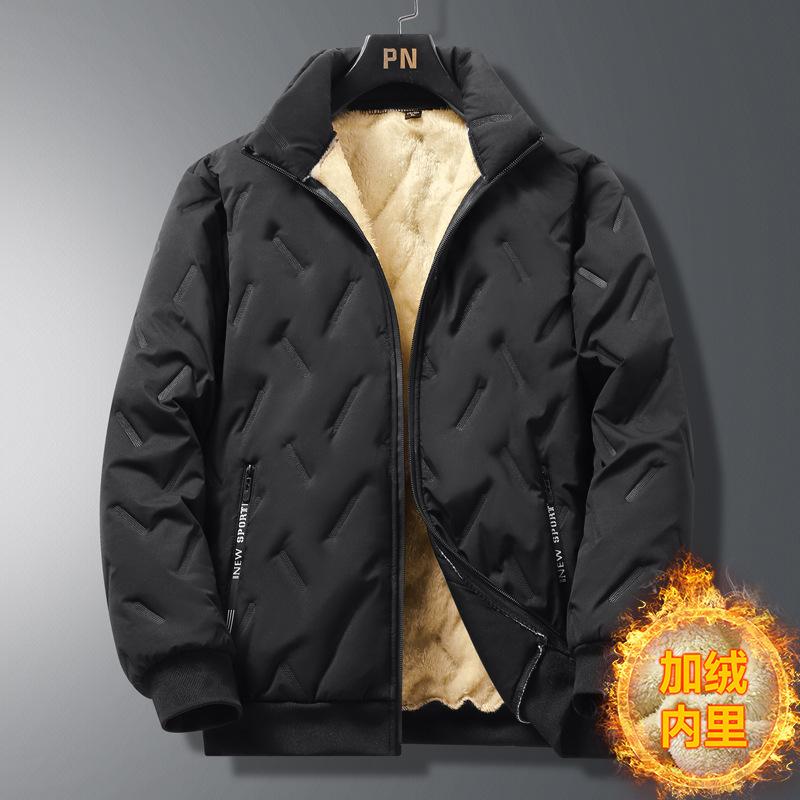 Nowa męska ciepła kurtka kamizelka ze skóry jagnięcej z ultradźwiękowymi spodniami bawełnianymi na jesień i zimę