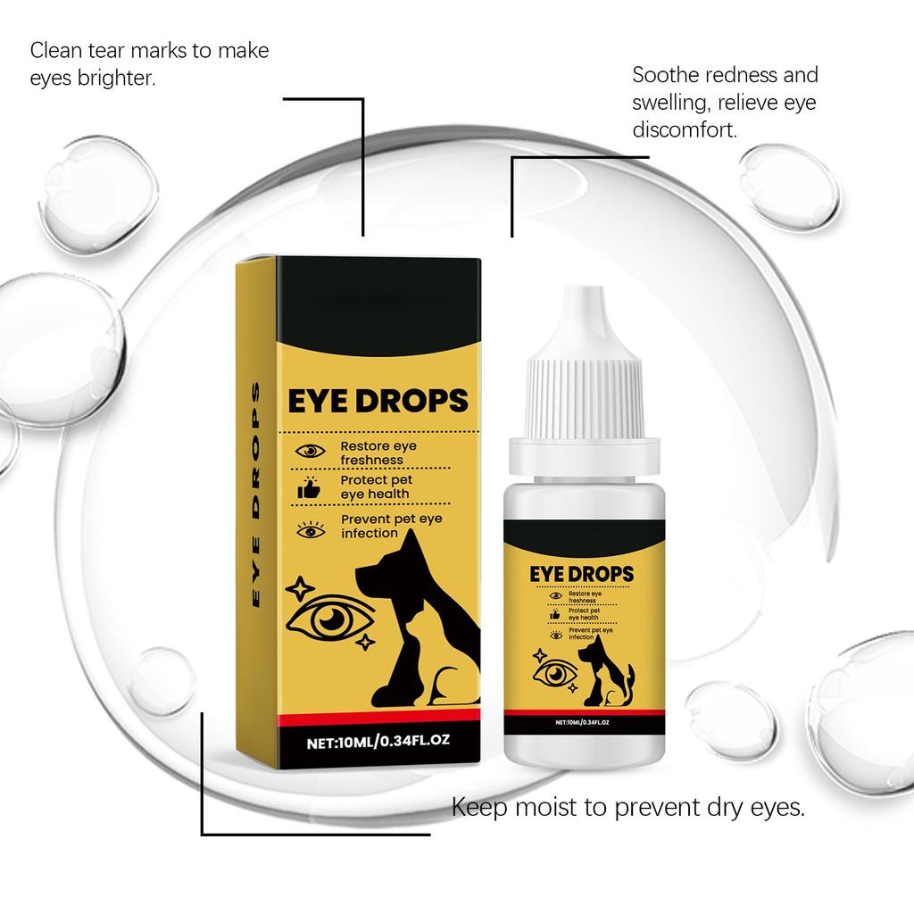 Colírio para Animais de Estimação para Gatos e Cães Manchas de Lágrima Secreção Obstrução Limpeza Cuidados Gotas para Animais de Estimação Gatos e Cães Universal(10 ml)