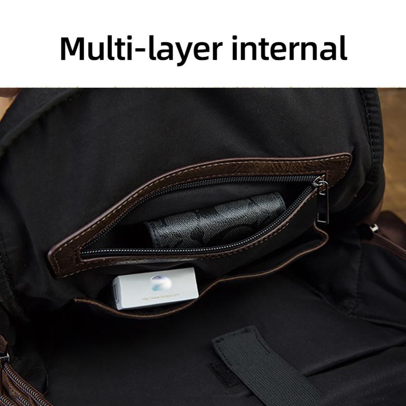 Handmade Cowhide Korean Backpack Men's Casual Trend School Bag College Style Personalized Leather Men's Bag