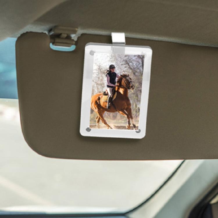Magnetic Car Sunvisor Photo Holder Acrylic Frame Suitable for Personal Family Holding Photos and Cards Easy Installation