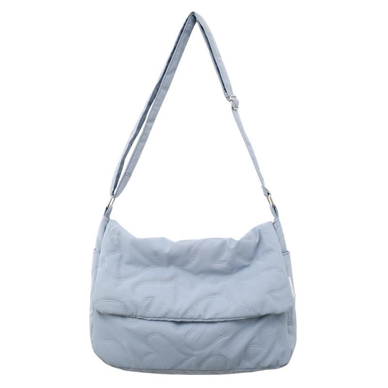 Wind cotton bag, lazy style literary and artistic large-capacity girl student mailman bag, solid color shoulder bag