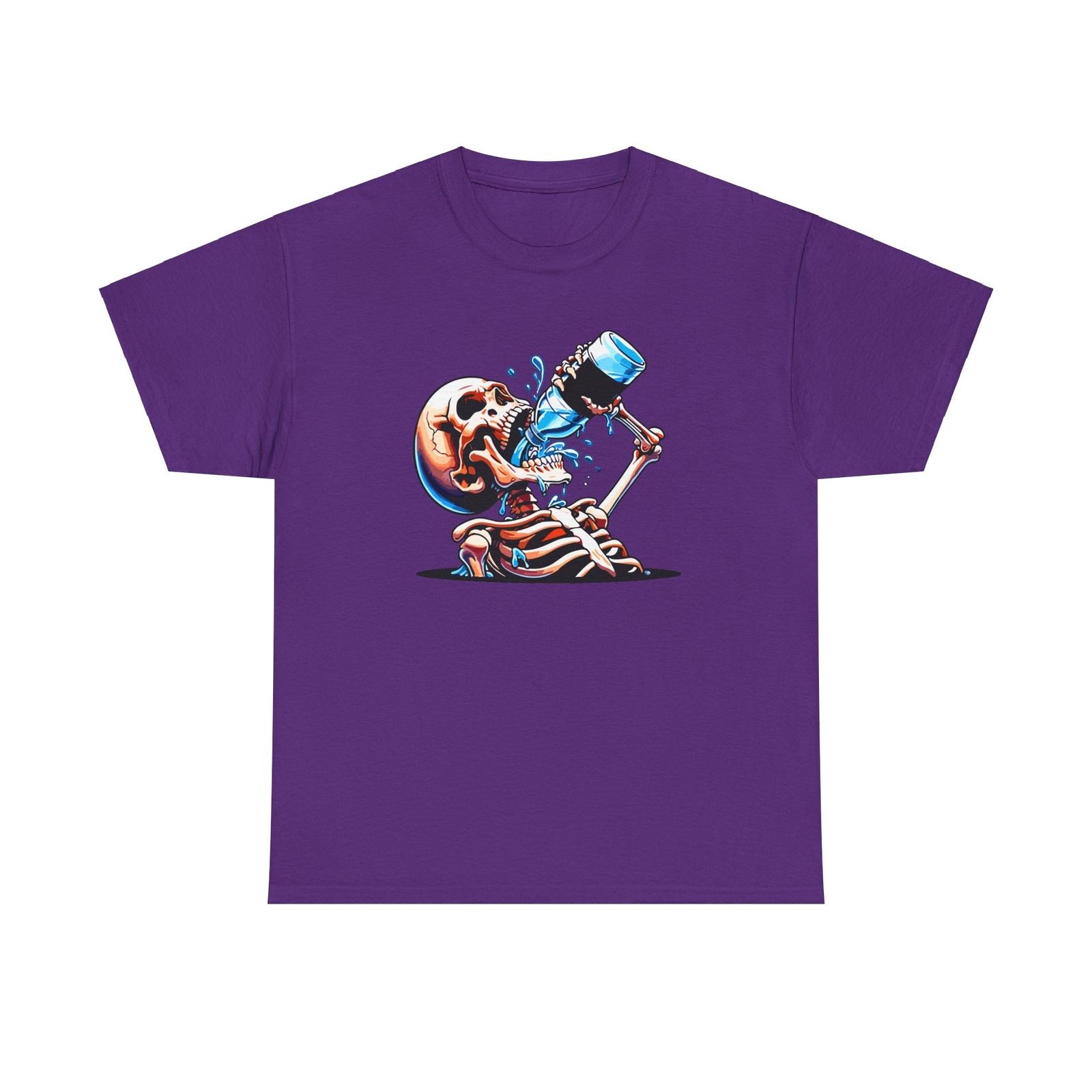 THIRSTY SKELETON COLORFUL GRAPHIC T SHIRT Unisex Heavy Cotton Tee S