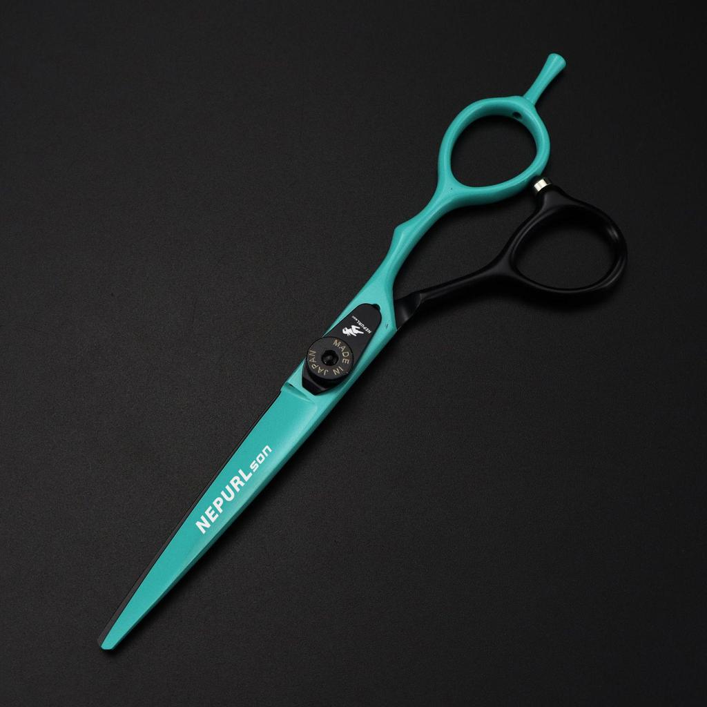 6.0-Inch Napson Black Green HB-02 Serrated Hairdressing Scissors