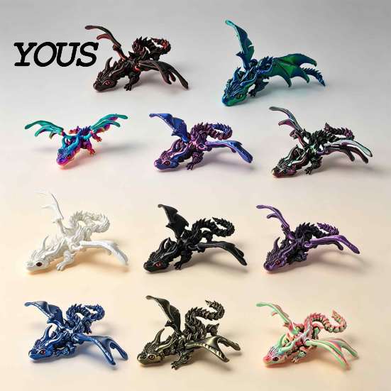 Artikulationsdrachen-Figur 3D-gedruckt mit Flügeln, Flexible geflügelte Spielzeuge, Fidget PLA Dekoration Desktop-Tiere Spielzeug zur Stressbewältigung, Geschenk Kinder Erwachsene