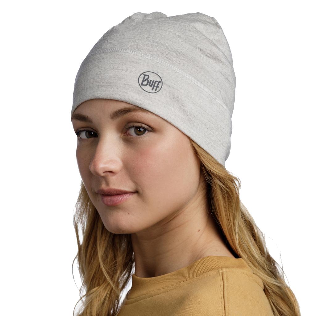 BUFF Merino Lightweight Beanie Solid, weiße Unisex-Mütze