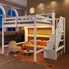 Loft Bed, 140x200cm, With LED Lights, Large Storage Space Under the Bed, Storage Ladder, Open Storage Compartment, Without Mattress, White
