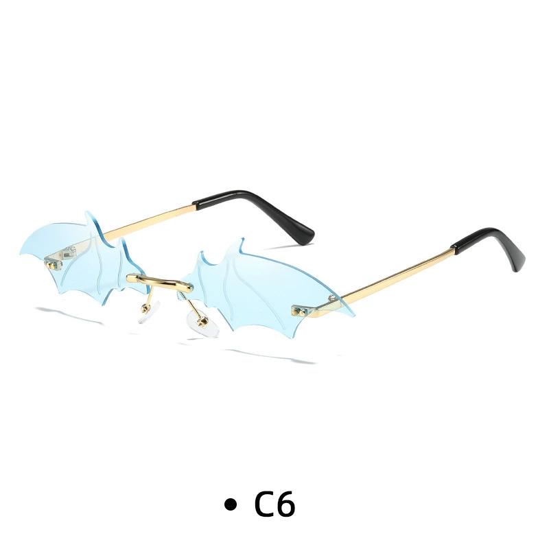 Small Cat Eye Sunglasses Women Brand New Rimless Punk Sun Glasses Bat Shape Unique Eyeglasses Men UV400 Lentes  Mujer
