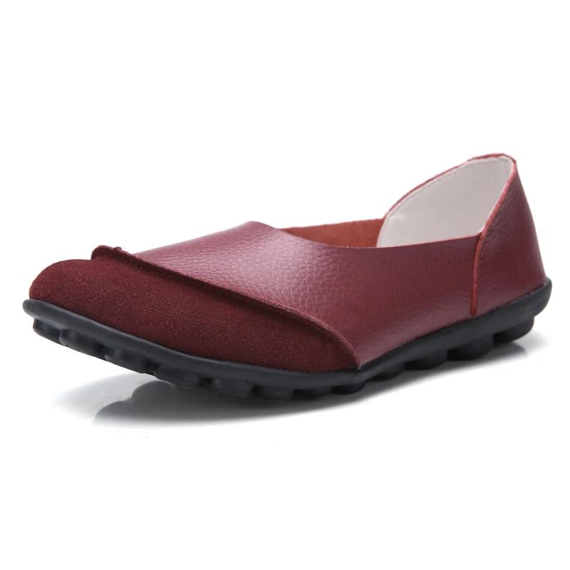 Fashion Genuine Leather Casual Bean Shoes Women Lightweight Slip-on Spring Bean Loafers Ladies Non-slip Moccasins Walking Shoes