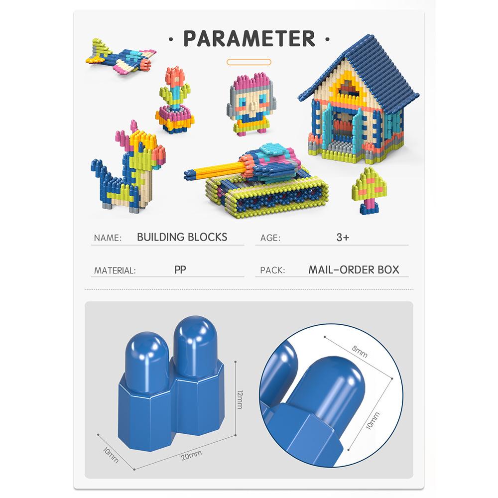 Support Labeling English Version Assembling Granular Building Blocks Children'S Collage Educational Toys