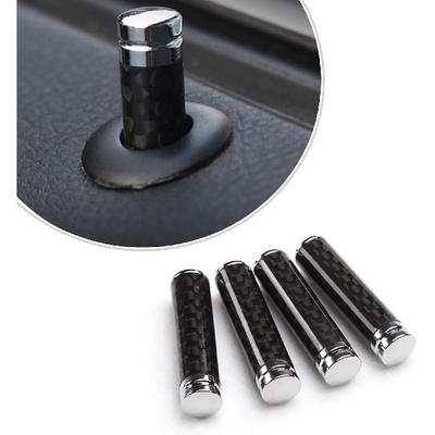 4 PCS Car Door Lock Knob, Carbon Fiber Door Lift Latch Cover Replacement Parts, Modified Metal Plating Technology Latch Decorative Cover, Universal