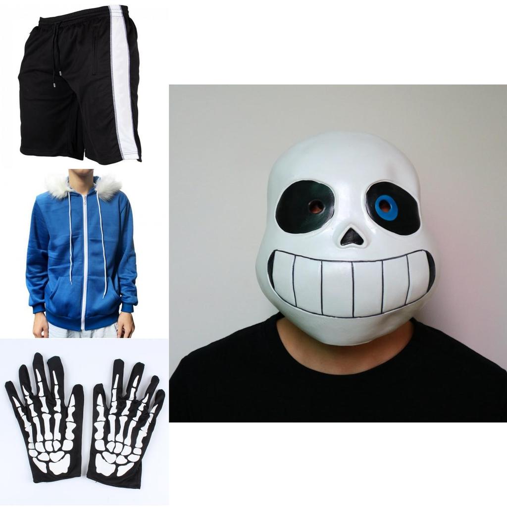 Stilvolles Spiel Undertale Sans Cosplay Kostüm Hoodie Set mit Handschuhen und Strümpfen