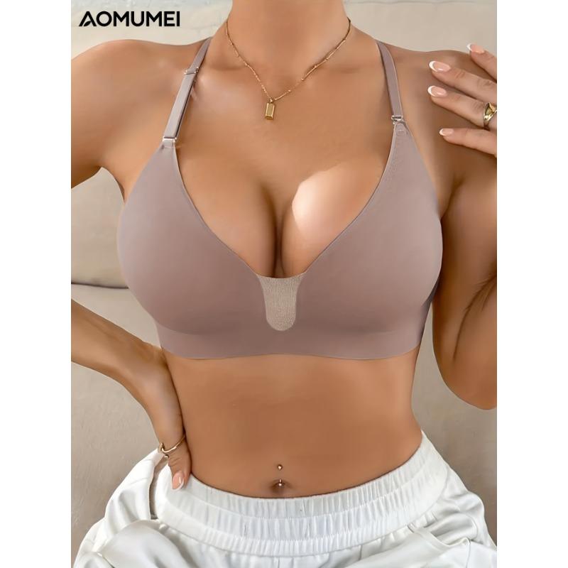 Nahtloses kabelloses Push-Up-Bralette für Damen mit tiefem V-Ausschnitt, verstellbarem Träger, unsichtbar, bequem, atmungsaktiv, Alltags-BH für den täglichen Gebrauch
