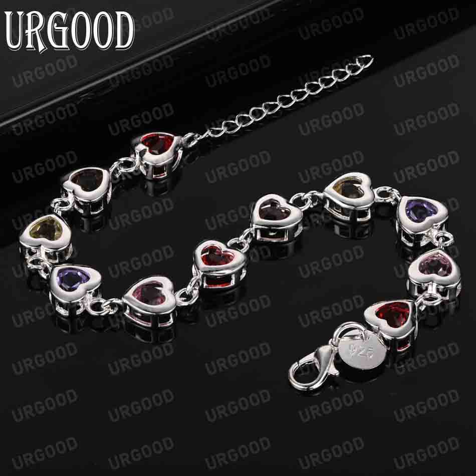 925 Sterling Silver Módní svatební šperky AAA Zirkonový náramek ve tvaru srdce