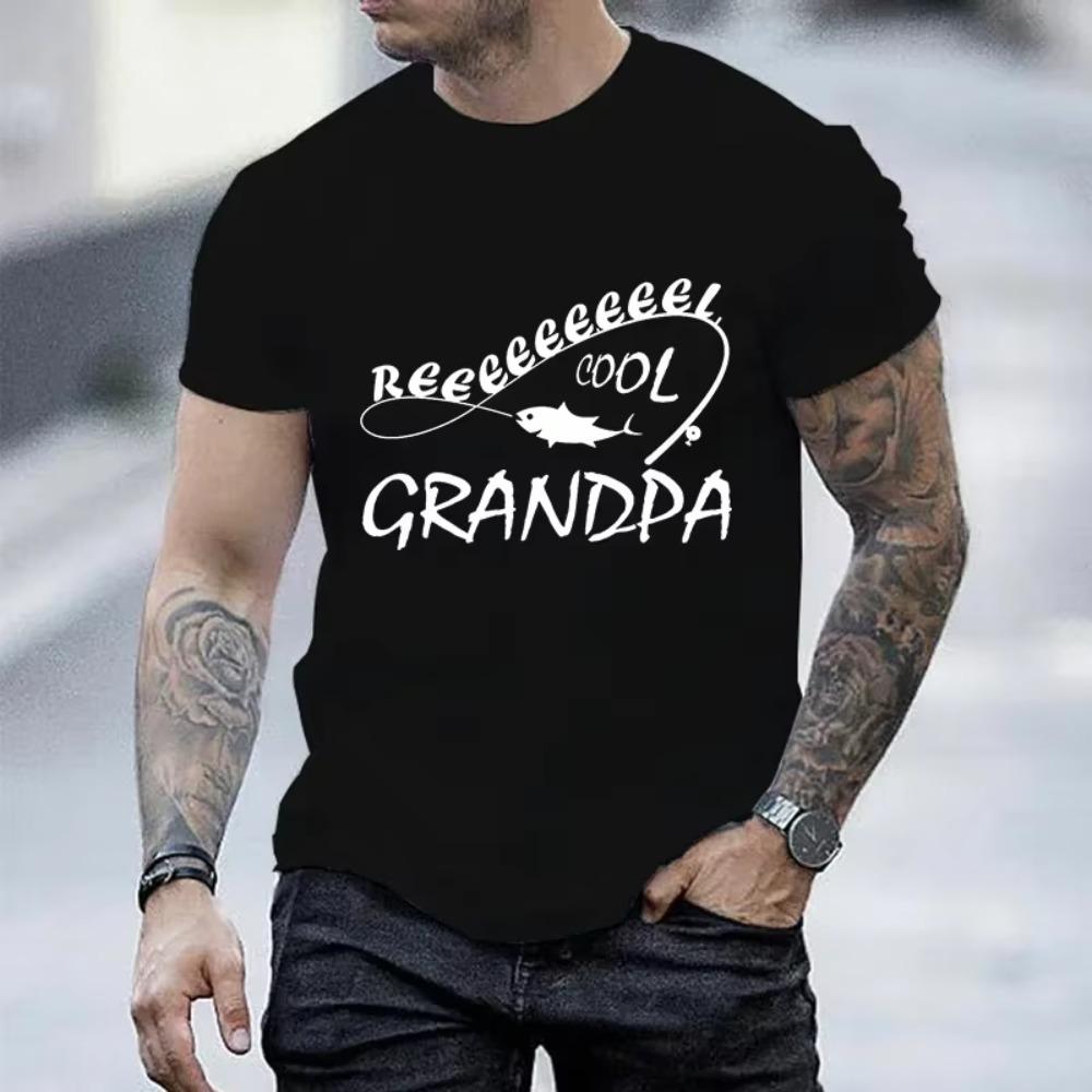 Men's Brand T-shirts Fishing Grandpa Print Shirt Funny Short Sleeve T Shirts Summer Tshirt Harajuku Streetwear T-Shirt for Men