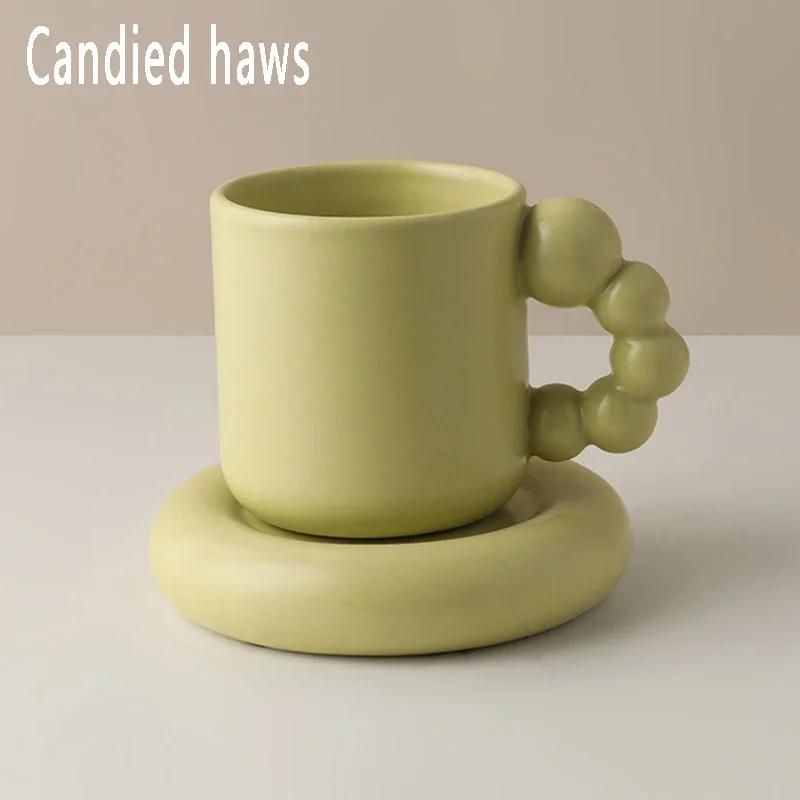 Nordic Ceramic Mug Fat Handle Coffee Cup and Saucer Set High Temperature Heat Insulation Water Self Stirring Drinkware Hot