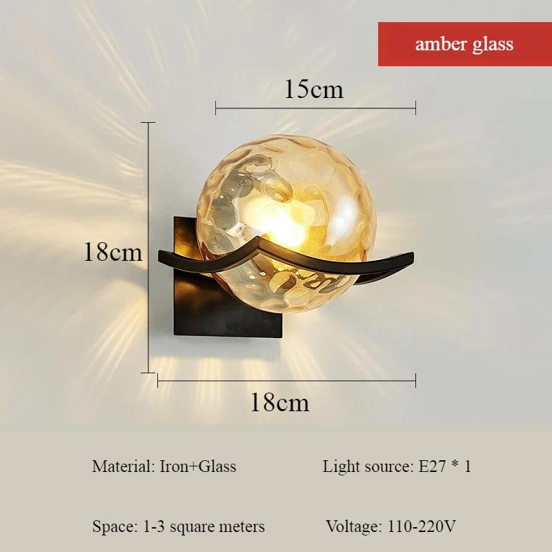 Nordic Minimalism Iron Art Glass Ball Wall Light Bedroom Study Dining Table Corridor Aisle Wall Lamp LED Home Decoration Luster