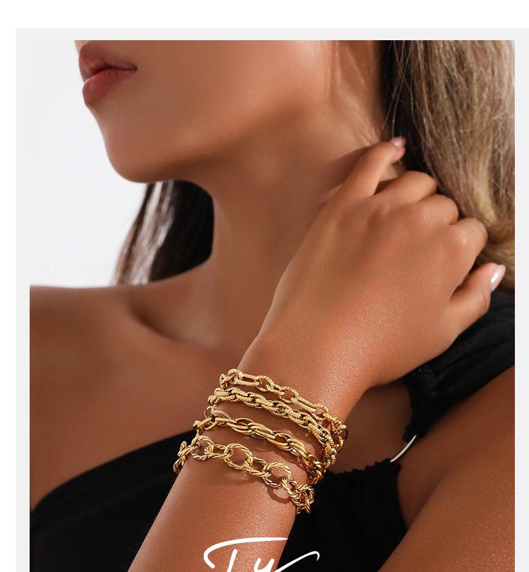 Trendy Embossed O-Chain Stainless Steel Bracelet - Simple, Fashionable Unisex Jewelry
