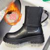 Boots Women's Winter New Leather Cigarette Boots Medium Boots Women's Chelsea Fleece Martin Boots
