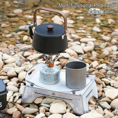 1 Stück/1 Satz Outdoor Faltbares Tablettgestell Schwerlast Druckknopf Lebensmittelqualität PP Camping Picknick Rucksackreisen Zusammenklappbarer Tabletttisch mit Reflektorband