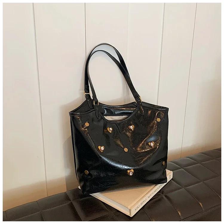 PU Zipper  New Women's Shoulder Bag Solid Color Versatile High Beauty Fashion Handbag Soft High Capacity Commuter Tote Bag
