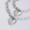  Skeleton Hundred Beads Collarbone Chain Simple Multi-Layers Heart Shaped Alloy Pendant Necklace Set