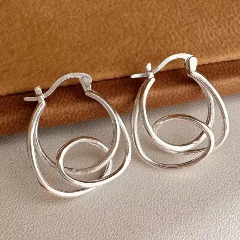 Double Layer Irregular Earrings Minimalist Personality Earrings Hoop Earrings  Party