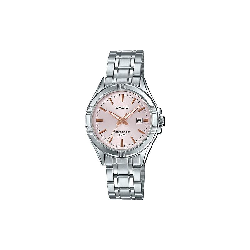 

Casio STANDARD Series Fashionable Business Casual Pointer Display Tri-fold Buckle 50 Meters Waterproof Quartz Movement Stainless Steel LTP-1308D-4AV рожевий