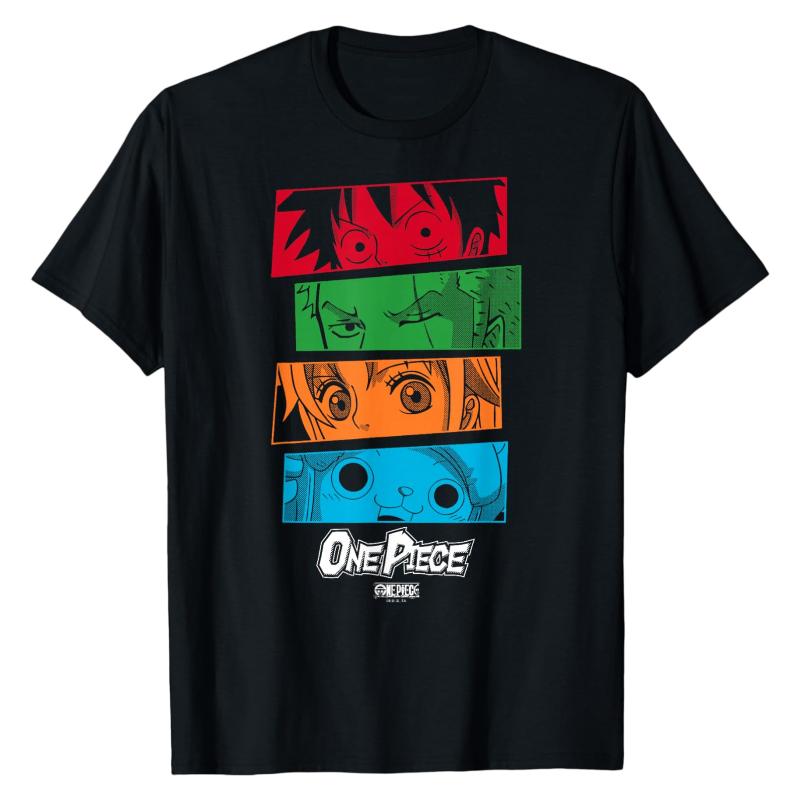 One Piece Main Characters TShirt Y2K Grunge Anime Group Graphic Print Crew Neck Pure Cotton Casual Daily Outfit Fashion Tops S