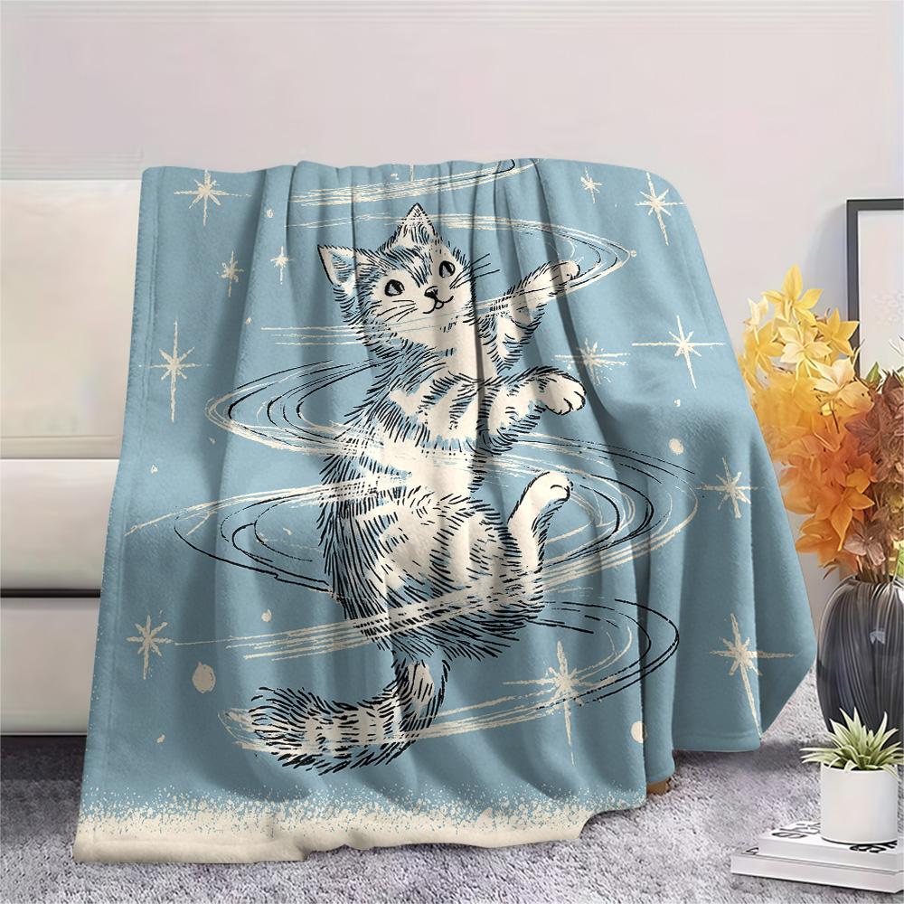 Cats Print Flannel Blanket, High quality Comfortable for All Seasons, Home Decor, Warmth and Comfort